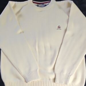 Tommy Hilfiger Cream Crewneck Sweater with Ribbed Detailing